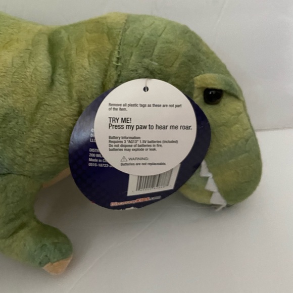 Discovery Toys Roaring Dinosaur T Rex Tyrannosaurus Green Stuffed Animal Plush - Picture 5 of 9